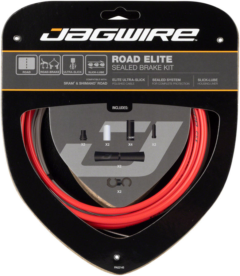 Jagwire Road Elite Sealed Brake Cable Kit - SRAM/Shimano Ultra-Slick Uncoated Cables Red-Goodwynn&#39;sGoodwynn&#39;s