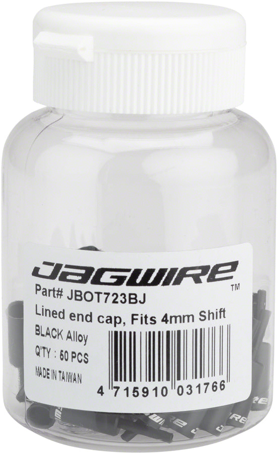 Jagwire 4mm Lined Alloy End Caps Bottle of 50 Black-Goodwynn&#39;sGoodwynn&#39;s