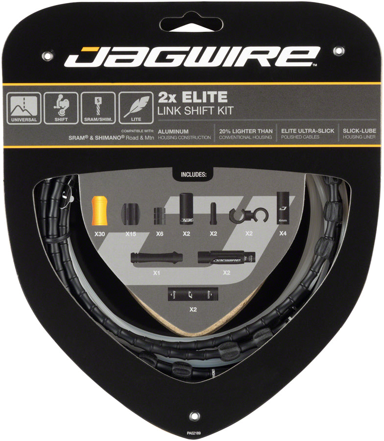 Jagwire 2x Elite Link Shift Cable Kit SRAM/Shimano Polished Ultra-Slick Cables BLK-Goodwynn&#39;sGoodwynn&#39;s