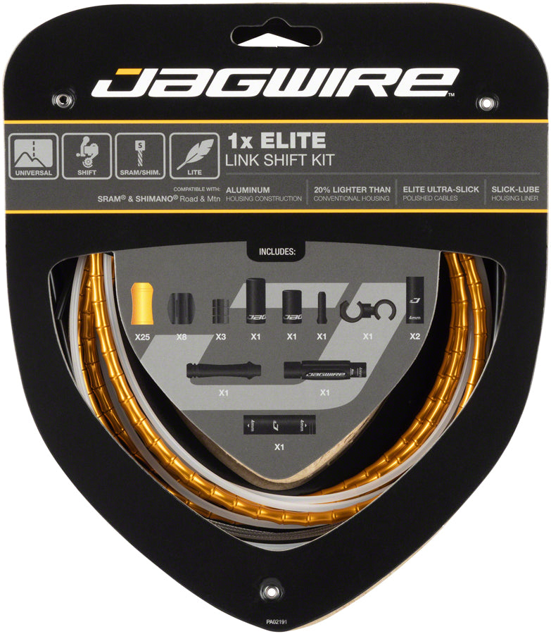 Jagwire 1x Elite Link Shift Cable Kit SRAM/Shimano Polished Ultra-Slick Cable Gold-Goodwynn&#39;sGoodwynn&#39;s