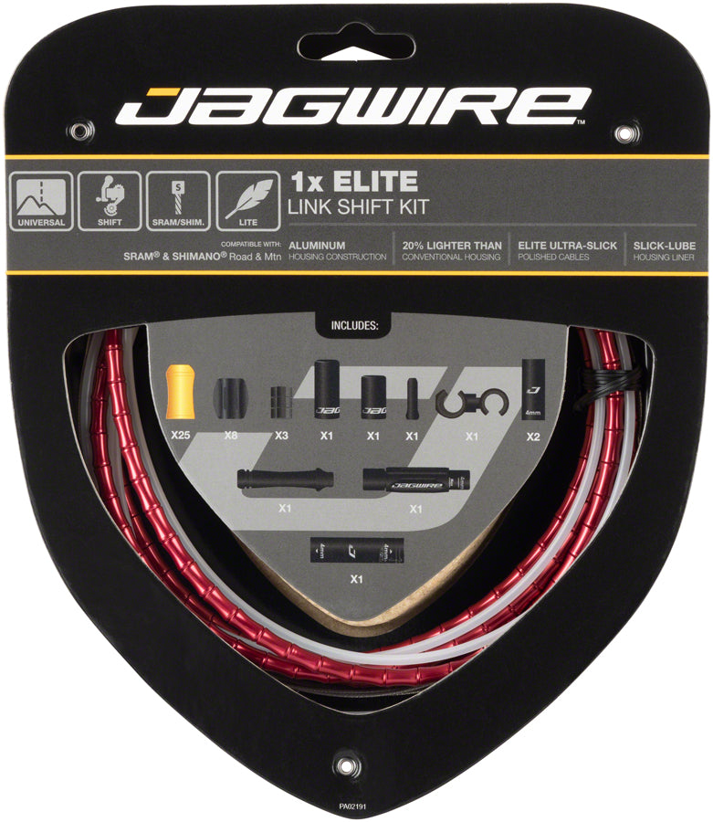 Jagwire 1x Elite Link Shift Cable Kit SRAM/Shimano Polished Ultra-Slick Cable Red-Goodwynn&#39;sGoodwynn&#39;s