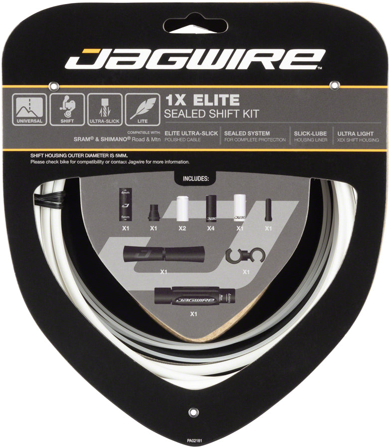 Jagwire 1x Elite Sealed Shift Cable Kit - SRAM/Shimano Polished Ultra-Slick Cables White