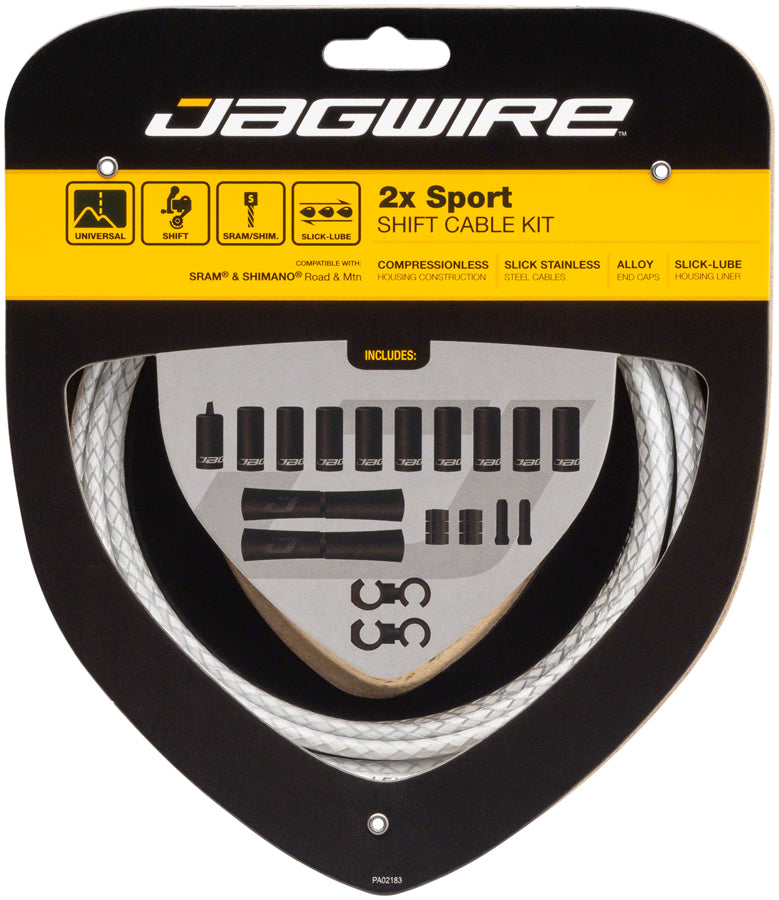 Jagwire 2x Sport Shift Cable Kit SRAM/Shimano Braided White