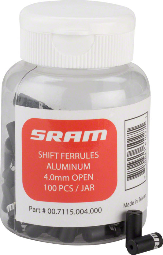 SRAM Shift Cable Housing Ferrules 4mm Open Black 100-count Jar-Goodwynn's