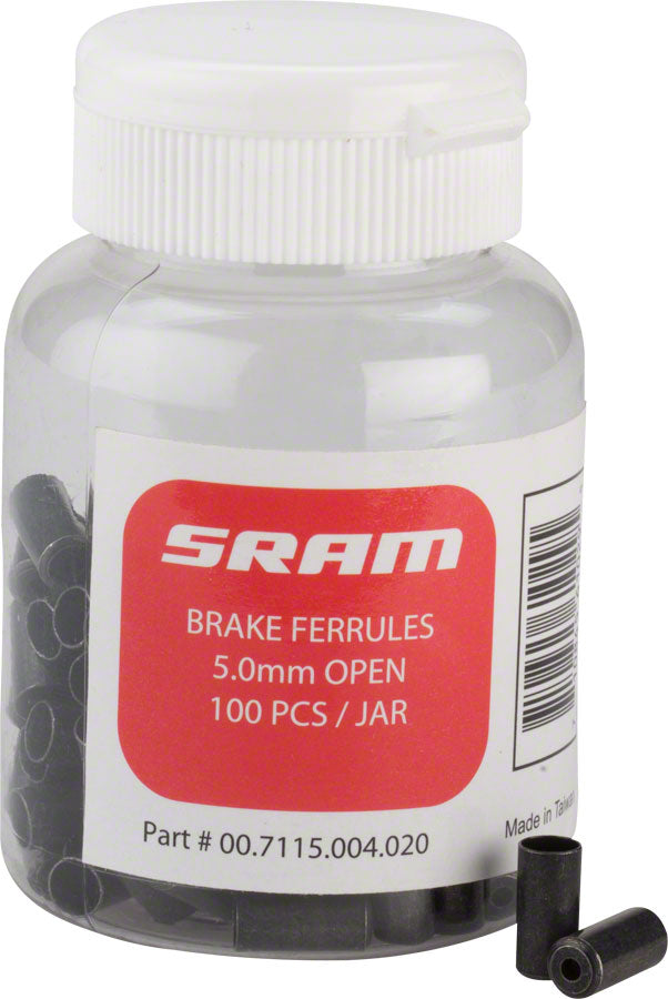 SRAM 5mm Brake Cable Housing Ferrules Black 100-count Jar-Goodwynn&#39;sGoodwynn&#39;s