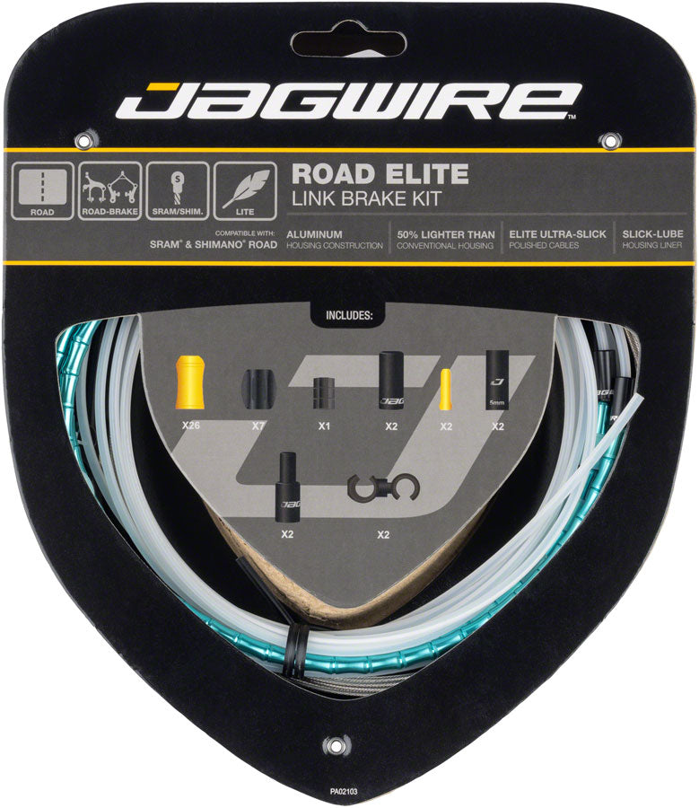 Jagwire Road Elite Link Brake Cable Kit - SRAM/Shimano Ultra-Slick Uncoated Cables Ltd. Celeste-Goodwynn&#39;sGoodwynn&#39;s