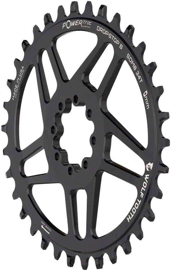 Wolf Tooth Elliptical Direct Mount Chainring - 34t SRAM Direct Mount Drop-Stop B For SRAM 8-Bolt Cranksets 0mm Offset BLK-Goodwynn&#39;sGoodwynn&#39;s