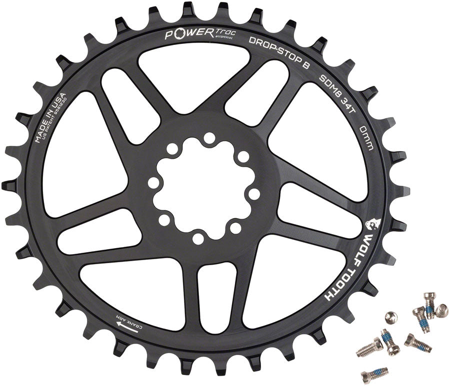 Wolf Tooth Elliptical Direct Mount Chainring - 34t SRAM Direct Mount Drop-Stop B For SRAM 8-Bolt Cranksets 0mm Offset BLK-Goodwynn&#39;sGoodwynn&#39;s