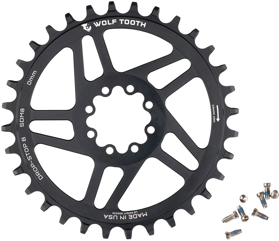 Wolf Tooth Direct Mount Chainring - 36t SRAM Direct Mount Drop-Stop B For SRAM 8-Bolt Cranksets 0mm Offset BLK-Goodwynn&#39;sGoodwynn&#39;s