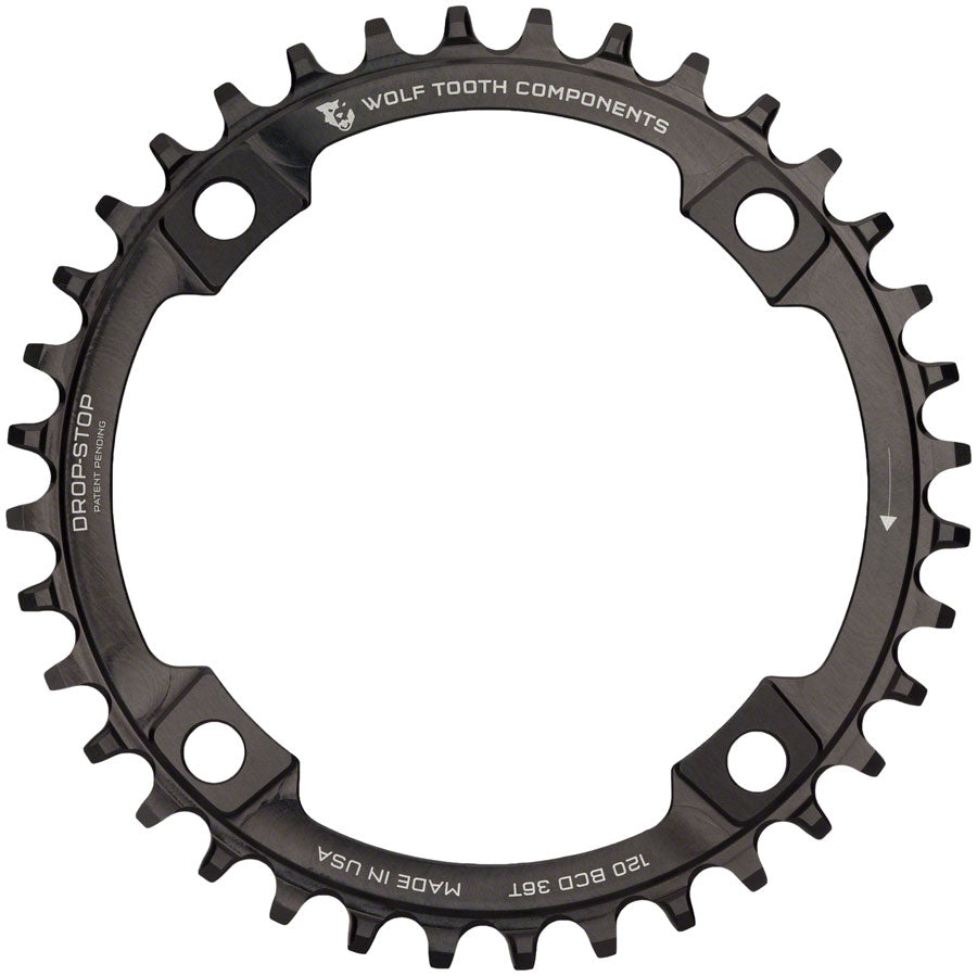 Wolf Tooth 120 BCD Chainring - 36t 120 BCD 4-Bolt Drop-Stop Black