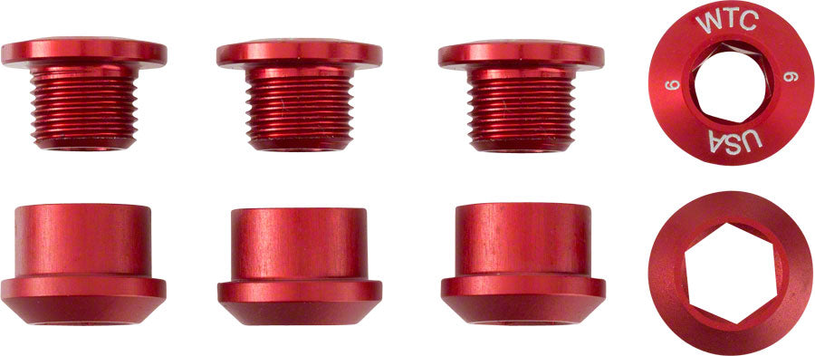 Wolf Tooth 1x Chainring Bolt Set - 6mm Dual Hex Fittings Set/4 Red-Goodwynn&#39;sGoodwynn&#39;s