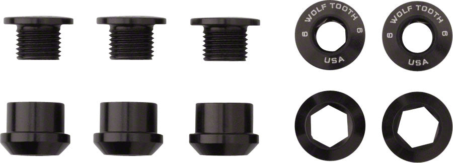 Wolf Tooth 1x Chainring Bolt Set - 6mm Dual Hex Fittings Set/5 Black-Goodwynn&#39;sGoodwynn&#39;s