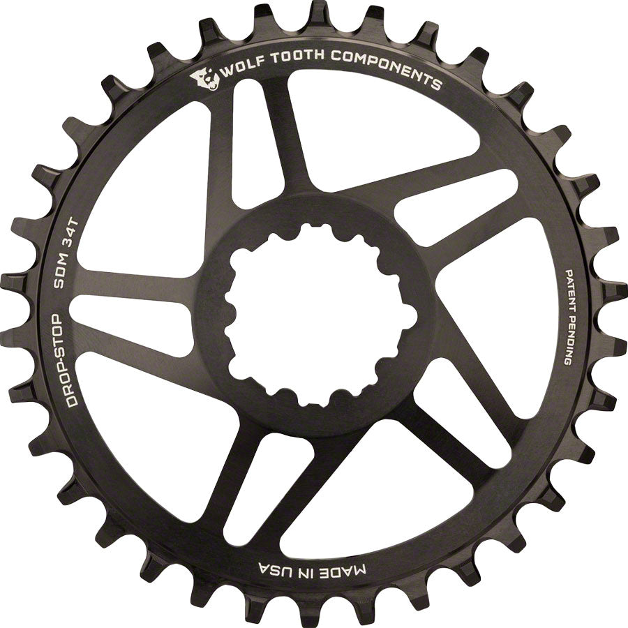 Wolf Tooth Direct Mount Chainring - 26t SRAM Direct Mount Drop-Stop A For SRAM 3-Bolt Cranksets 6mm Offset BLK