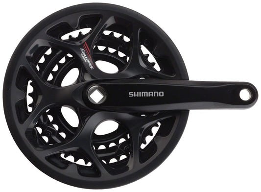 Shimano Tourney FC-A073 Crankset - 170mm 7/8-Speed 50/39/30t Riveted Square Taper JIS Spindle Interface BLK With Chainguard-Goodwynn's