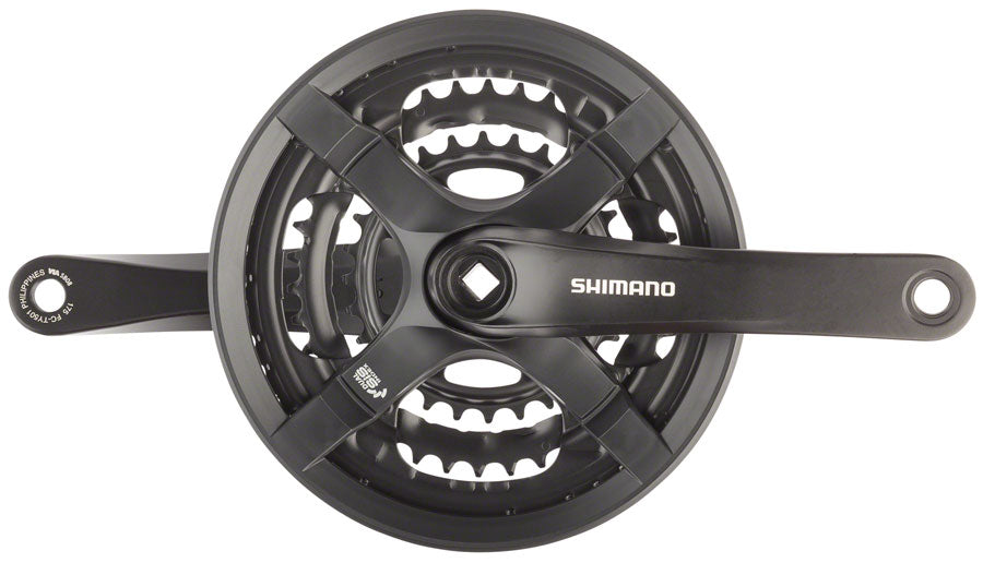 Shimano Tourney FC-TY501 Crankset - 175mm 6/7/8-Speed 48/38/28t Riveted Square Taper JIS Spindle Interface BLK-Goodwynn&#39;sGoodwynn&#39;s