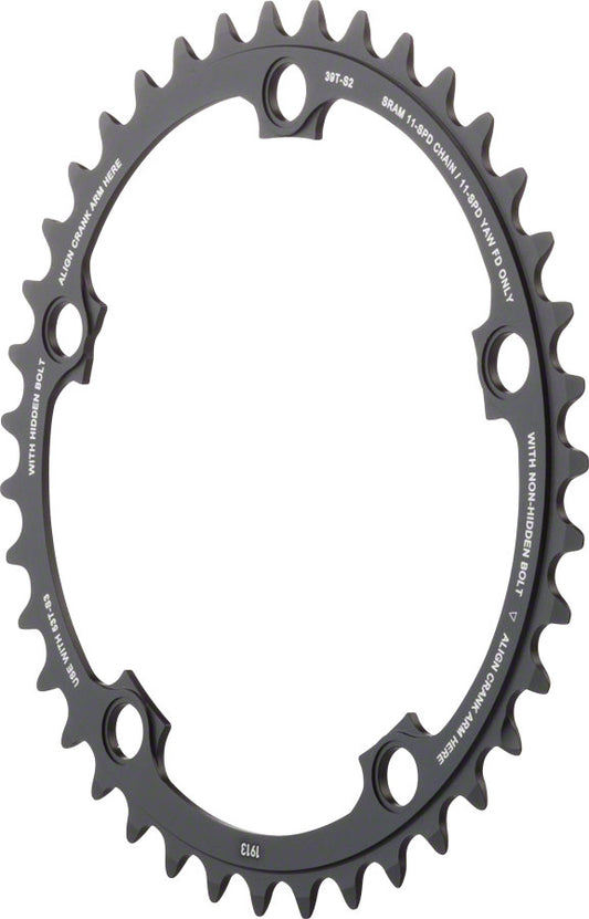 SRAM 11-Speed 39T 130mm BCD YAW Chainring Black Use with 53T-Goodwynn's