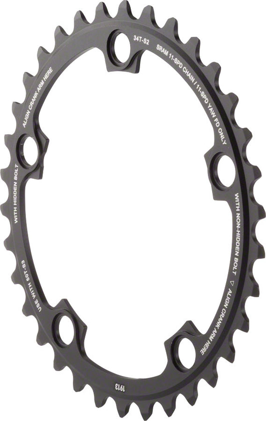 SRAM 11-Speed 34T 110mm BCD YAW Chainring Black Use with 50T-Goodwynn's