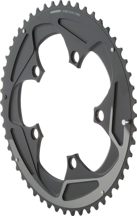 SRAM 52 Tooth 11-Speed 110mm BCD Yaw Chainring BLK Silver Trim Use 36 38T-Goodwynn's