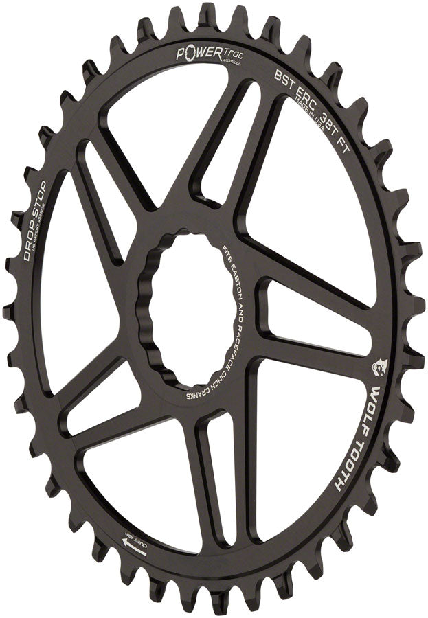 Wolf Tooth Elliptical Direct Mount Chainring - 38t RaceFace/Easton CINCH Direct Mount 3mm Offset Drop-Stop Flattop Compatible BLK-Goodwynn&#39;sGoodwynn&#39;s