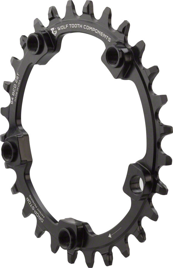 Wolf Tooth 94 BCD Chainring - 28t 94 BCD 5-Bolt Drop-Stop Black