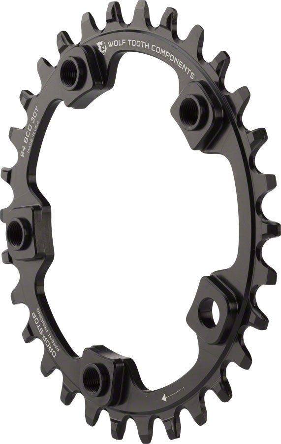 Wolf Tooth 94 BCD Chainring - 30t 94 BCD 5-Bolt Drop-Stop Black