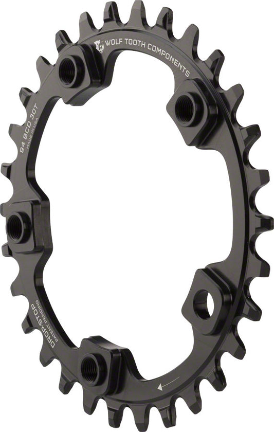 Wolf Tooth 94 BCD Chainring - 30t 94 BCD 5-Bolt Drop-Stop Black-Goodwynn's