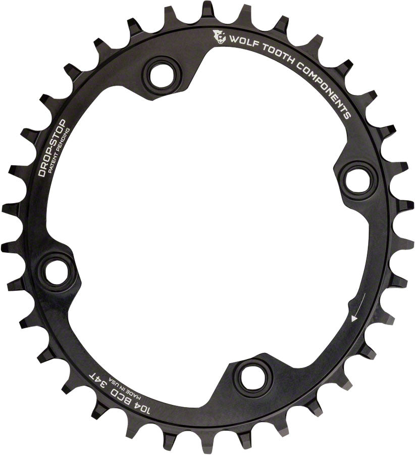 Wolf Tooth Elliptical 104 BCD Chainring - 32t 104 BCD 4-Bolt Drop-Stop A BLK