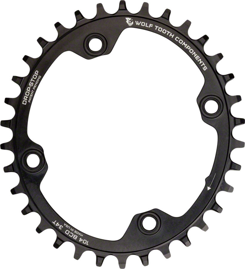 Wolf Tooth Elliptical 104 BCD Chainring - 34t 104 BCD 4-Bolt Drop-Stop A BLK-Goodwynn&#39;sGoodwynn&#39;s