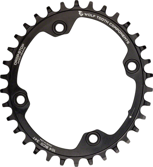 Wolf Tooth Elliptical 104 BCD Chainring - 34t 104 BCD 4-Bolt Drop-Stop A BLK-Goodwynn's