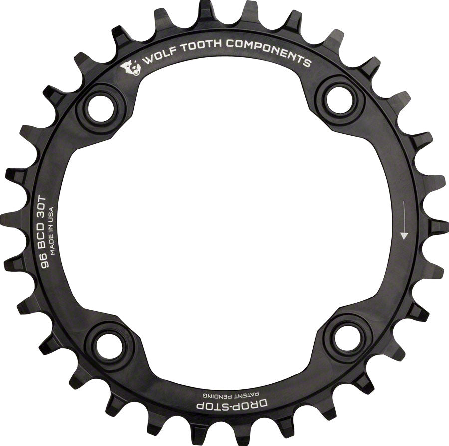 Wolf Tooth 96 Symmetrical BCD Chainring - 30t 96 BCD 4-Bolt Drop-Stop For Shimano Cranks BLK-Goodwynn&#39;sGoodwynn&#39;s