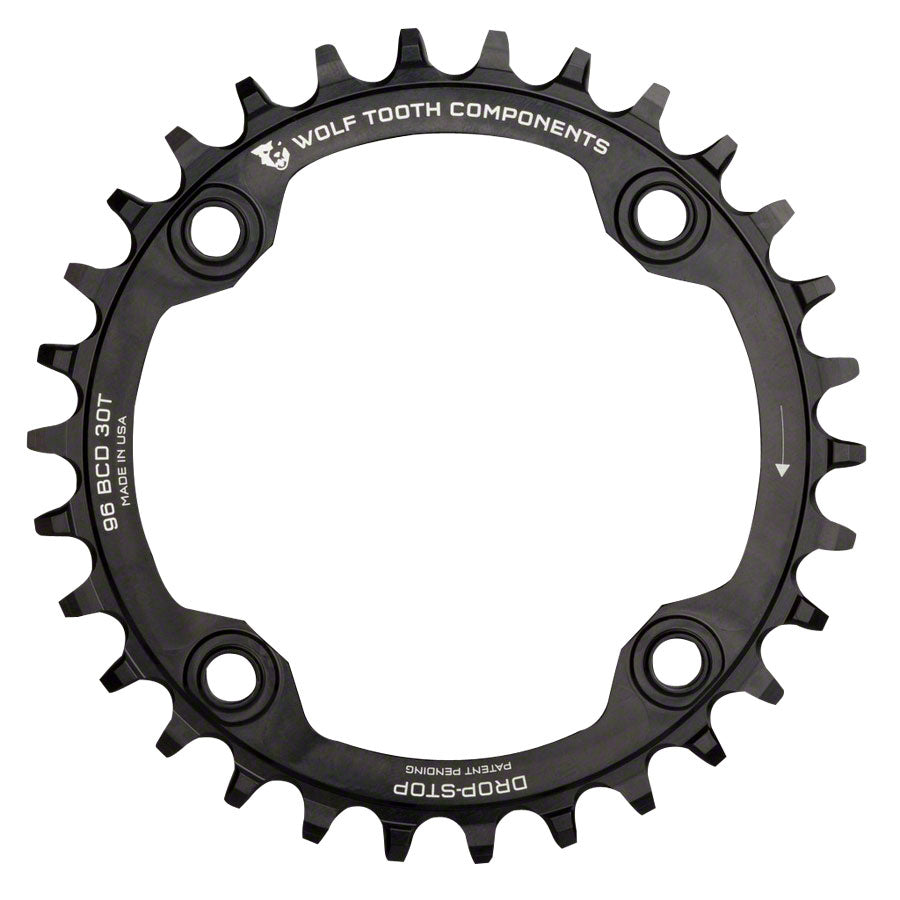 Wolf Tooth 96 Symmetrical BCD Chainring - 32t 96 BCD 4-Bolt Drop-Stop For Shimano Cranks BLK