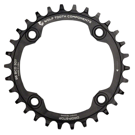 Wolf Tooth 96 Symmetrical BCD Chainring - 32t 96 BCD 4-Bolt Drop-Stop For Shimano Cranks BLK-Goodwynn's