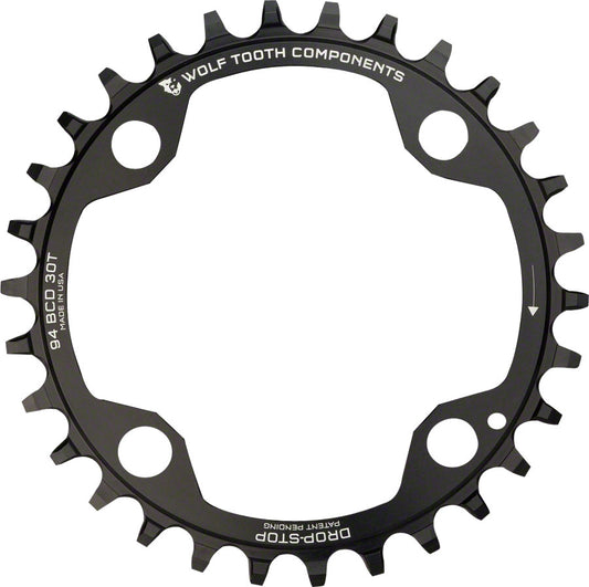 Wolf Tooth 94 BCD Chainring - 32t 94 BCD 4-Bolt Drop-Stop For SRAM Cranks BLK-Goodwynn's