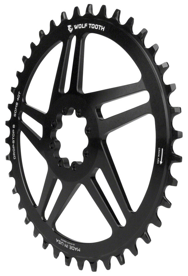 Wolf Tooth Direct Mount Chainring - 40t SRAM Direct Mount Drop-Stop B For SRAM 8-Bolt Cranksets 6mm Offset BLK