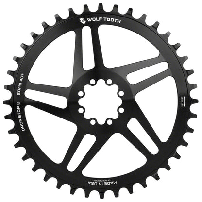 Wolf Tooth Direct Mount Chainring - 40t SRAM Direct Mount Drop-Stop B For SRAM 8-Bolt Cranksets 6mm Offset BLK