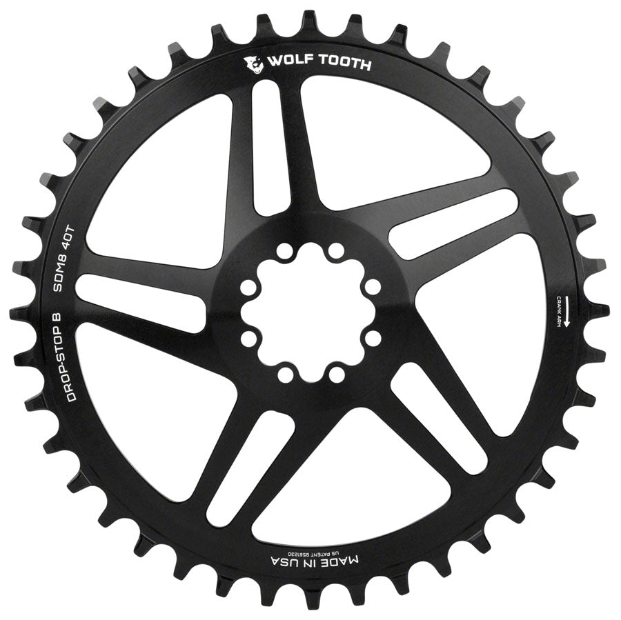 Wolf Tooth Direct Mount Chainring - 44t SRAM Direct Mount Drop-Stop B For SRAM 8-Bolt Cranksets 6mm Offset BLK