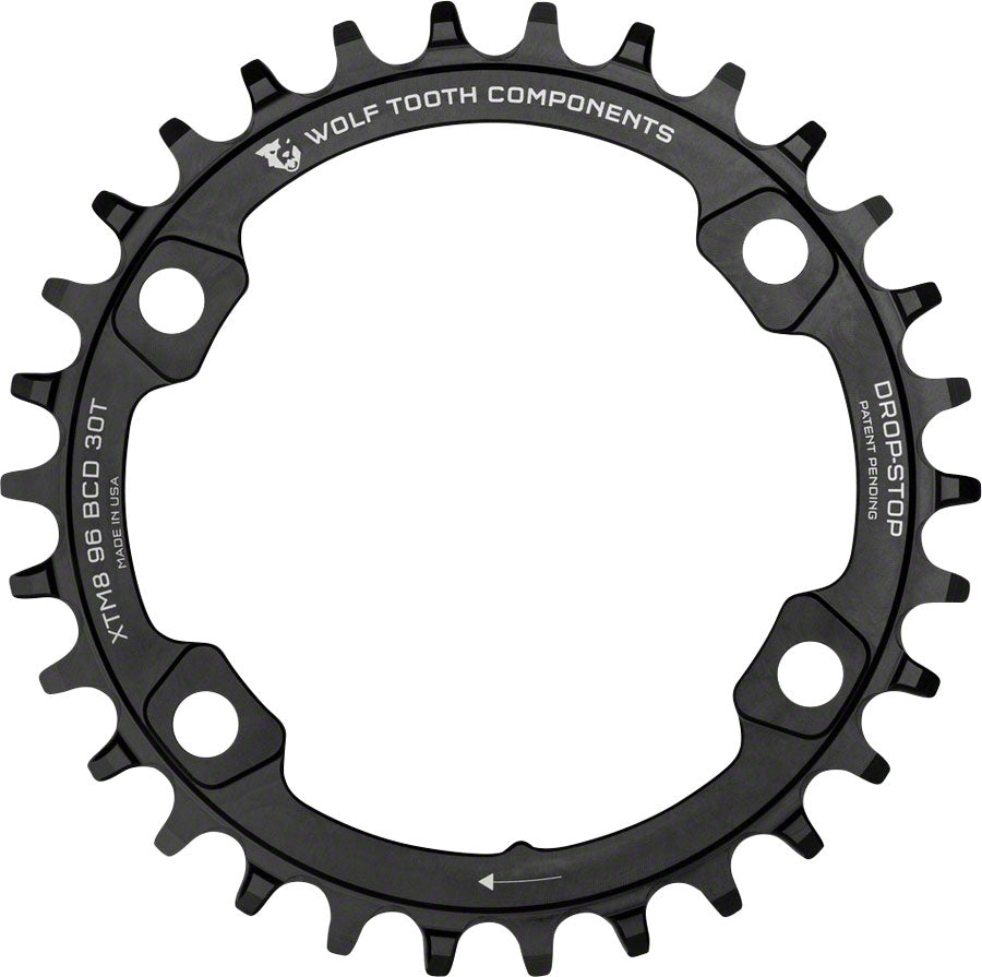 Wolf Tooth 96 BCD Chainring - 30t 96 Asymmetric BCD 4-Bolt Drop-Stop For Shimano XT M8000 SLX M7000 Cranks BLK-Goodwynn&#39;sGoodwynn&#39;s