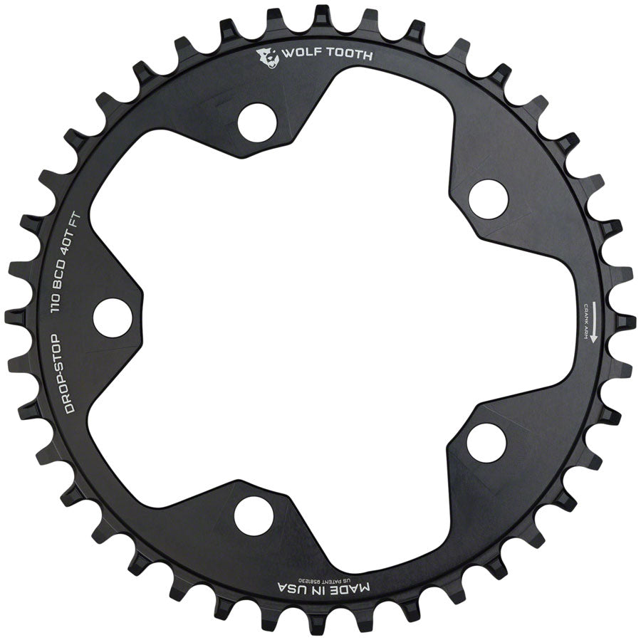 Wolf Tooth 110 BCD Cyclocross Road Chainring - 38t 110 BCD 5-Bolt Drop-Stop 10/11/12-Speed Eagle Flattop Compatible BLK-Goodwynn&#39;sGoodwynn&#39;s