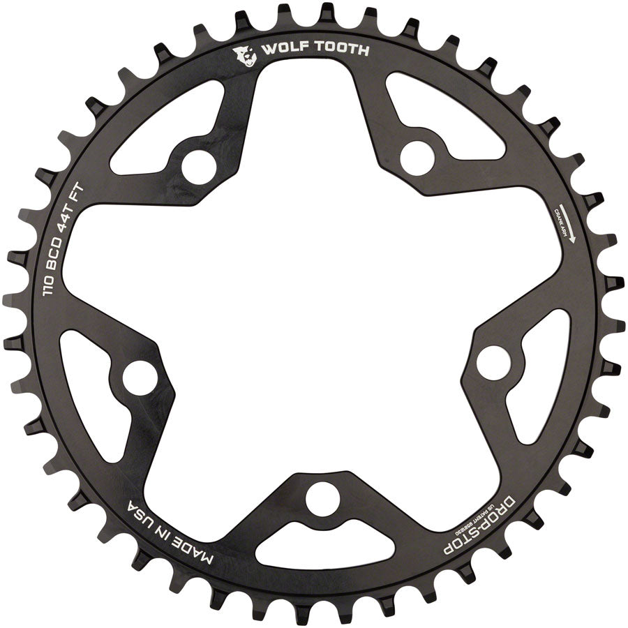 Wolf Tooth 110 BCD Cyclocross Road Chainring - 42t 110 BCD 5-Bolt Drop-Stop 10/11/12-Speed Eagle Flattop Compatible BLK-Goodwynn&#39;sGoodwynn&#39;s