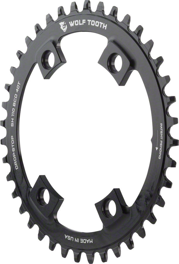 Wolf Tooth Shimano 110 Asymmetric BCD Chainring - 38t 110 Asymmetric BCD 4-Bolt Drop-Stop For Shimano Cranks BLK-Goodwynn&#39;sGoodwynn&#39;s