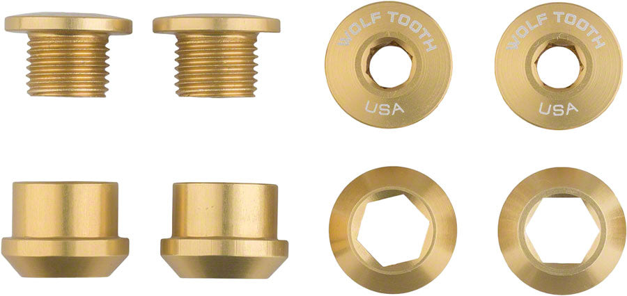 Wolf Tooth 1x Chainring Bolt Set - 6mm Dual Hex Fittings Set/4 Gold-Goodwynn&#39;sGoodwynn&#39;s