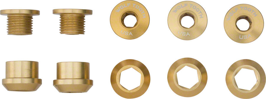 Wolf Tooth 1x Chainring Bolt Set - 6mm Dual Hex Fittings Set/5 Gold-Goodwynn&#39;sGoodwynn&#39;s