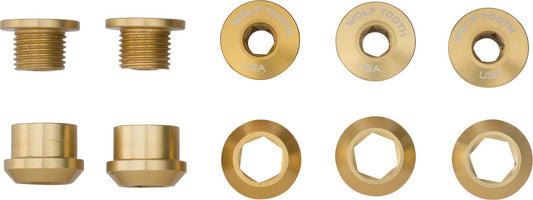 Wolf Tooth 1x Chainring Bolt Set - 6mm Dual Hex Fittings Set/5 Gold-Goodwynn's