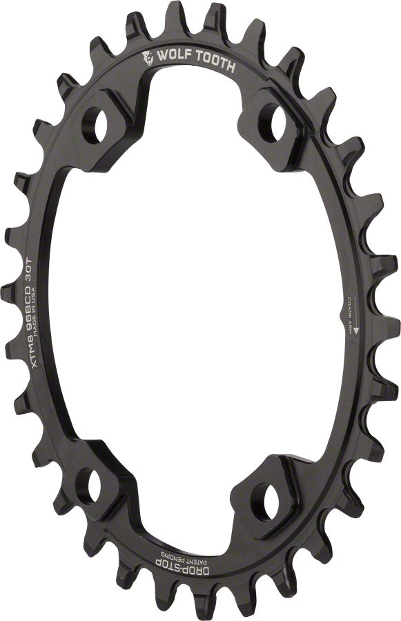 Wolf Tooth Elliptical 96 BCD Chainring - 30t 96 Asymmetric BCD 4-Bolt Drop-Stop For Shimano XT M8000 SLX M7000 Cranks BLK-Goodwynn&#39;sGoodwynn&#39;s