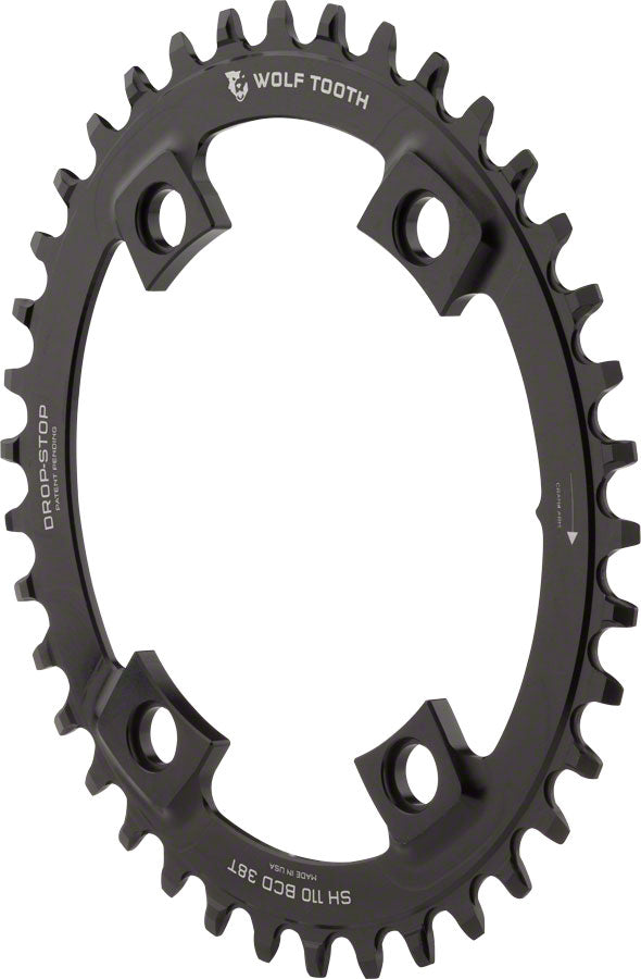 Wolf Tooth Elliptical Shimano 110 Asymmetric BCD Chainring - 40t 110 Asymmetric BCD 4-Bolt Drop-Stop For Shimano Cranks BLK