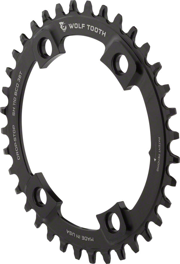 Wolf Tooth Shimano 110 Asymmetric BCD Chainring - 36t 110 Asymmetric BCD 4-Bolt Drop-Stop For Shimano Cranks BLK-Goodwynn&#39;sGoodwynn&#39;s