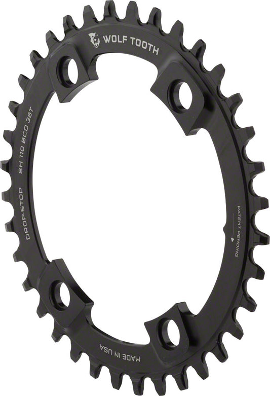 Wolf Tooth Shimano 110 Asymmetric BCD Chainring - 36t 110 Asymmetric BCD 4-Bolt Drop-Stop For Shimano Cranks BLK-Goodwynn's