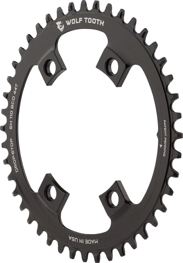 Wolf Tooth Shimano 110 Asymmetric BCD Chainring - 44t 110 Asymmetric BCD 4-Bolt Drop-Stop For Shimano Cranks BLK-Goodwynn&#39;sGoodwynn&#39;s