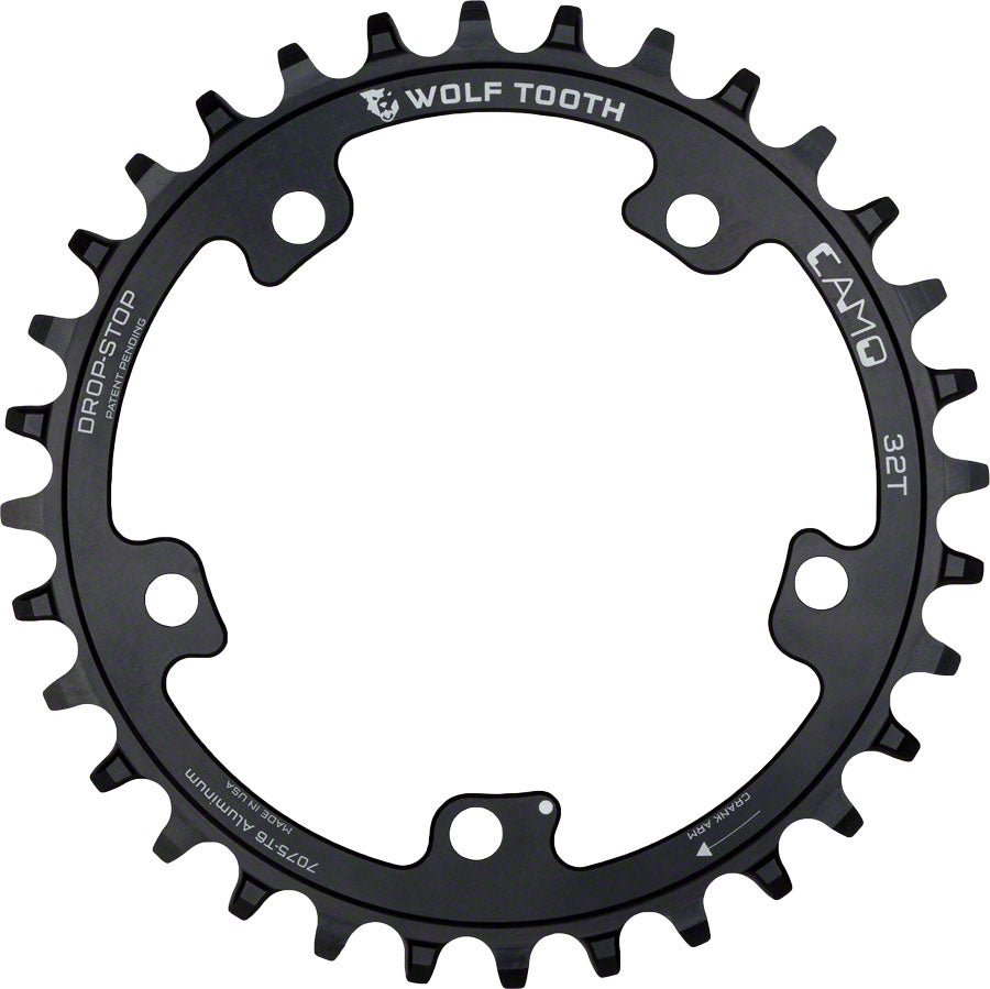 Wolf Tooth CAMO Aluminum Chainring - 32t Wolf Tooth CAMO Mount Drop-Stop A BLK