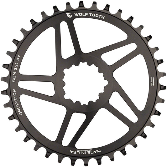 Wolf Tooth Direct Mount Chainring - 38t SRAM Direct Mount For SRAM 3-Bolt 6mm Offset Drop-Stop B Flattop Compatible BLK-Goodwynn's